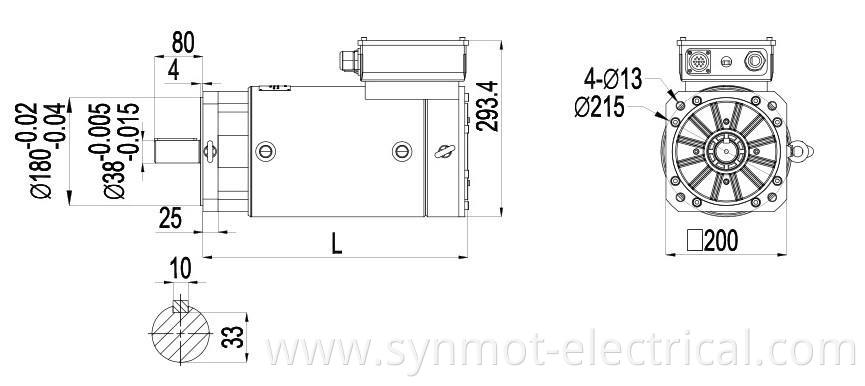 Synmot 200mm 21kW 118N.m 1700rpm Liquid cooling Synchronous Permanent Magnet AC servo motor